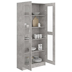 Avis vidaXL Armoire à vitrine Gris béton 82,5x30,5x185,5 cm Bois ingénierie