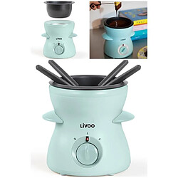 Livoo Fondue à Chocolat 25W 25ml Bleue Bol amovible en aluminium + MACHINE A POP-CORN ELECTRIQUE 1200W Rouge/Blanc