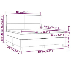 vidaXL Sommier à lattes de lit avec matelas Gris foncé 180x200cm Tissu pas cher