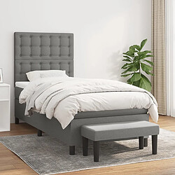 vidaXL Sommier à lattes de lit avec matelas Gris foncé 100x200cm Tissu