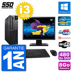 PC Lenovo M92p SFF Ecran 19" Intel i3-3220 RAM 8Go SSD 480Go Windows 10 Wifi · Occasion 