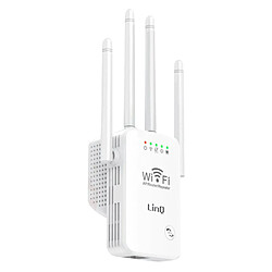 Extendeur Wifi Sans fil Longue Portée 300Mbps 4 Antennes Réglables LinQ Blanc