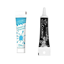 Scrapcooking Gel colorant alimentaire bleu 20 g + Stylo de glaçage noir