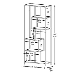 Toilinux Bibliothèque 5 étagères asymétriques en MDF et métal - Noir et beige pas cher