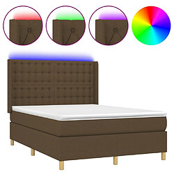 vidaXL Sommier à lattes de lit matelas et LED Marron foncé 140x200 cm