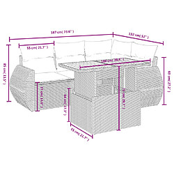 Avis vidaXL Salon de jardin avec coussins 5 pcs beige résine tressée