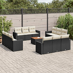 Maison Chic Salon de jardin avec coussins 13 pcs | Ensemble de Table et chaises | Mobilier d'Extérieur noir résine tressée -GKD41443