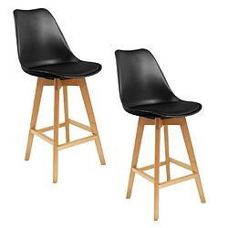 Toilinux 2 Tabourets de bar en bois scandinaves Home Factory - H. 105 cm - Noir Toilinux - 2 Tabourets de bar en bois scandinaves Home Factory - H. 105 cm - Noir - Scandinave