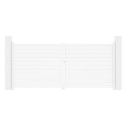 Avis Vente-Unique Portail battant aluminium plein L397 x H181 cm blanc - NAZARIO