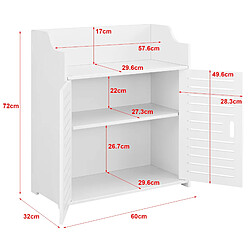 Helloshop26 Meuble de salle de bain stylé avec étagères meuble de rangement à 2 portes 72 cm blanc 03_0005835