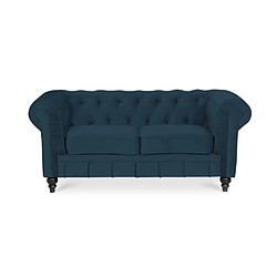 Canapé Chesterfield Velours 2 Places Altesse Bleu foncé