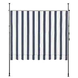 Store Banne Manuel Rétractable pour Terrasse Marquise Soleil de Balcon Auvent Téléscopique Hauteur et Inclinaison Réglable Sans Perçage Acier Polyester 350 x 120 x 200-300 cm Bleu Foncé Blanc [pro.tec] pas cher