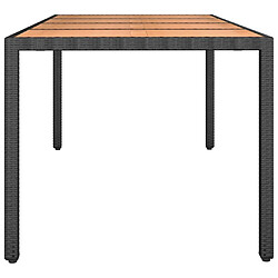 Avis vidaXL Table de jardin plateau en bois Noir Résine tressée bois massif