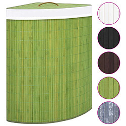 vidaXL Panier à linge d'angle Bambou Vert 60 L