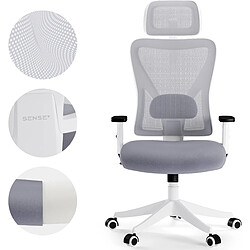 Chaise de bureau ergonomique SENSE7 Tone, chaise de bureau dossier, accoudoirs et appuie-tête réglables, jusqu'à 130 kg, blanc