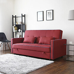 Modus Sofà Canapé-lit double classique clic-clac en tissu avec conteneur Zalto | Couleur: Rouge