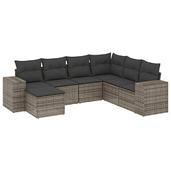 vidaXL Salon de jardin avec coussins 7 pcs gris résine tressée