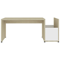 Avis vidaXL Table basse Blanc et chêne sonoma 90x45x35 cm Bois d’ingénierie