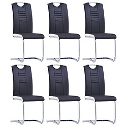 Decoshop26 Lot de 6 chaises de salle à manger cuisine cantilever design chic en synthétique noir structure en acier chromé CDS022321