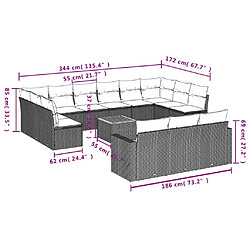 Avis vidaXL Salon de jardin avec coussins 14 pcs gris résine tressée