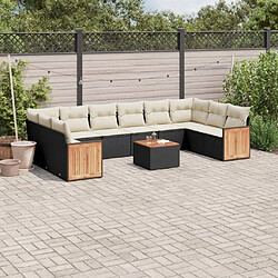 Maison Chic Salon de jardin 11 pcs avec coussins | Ensemble de Table et chaises | Mobilier d'Extérieur noir résine tressée -GKD40110