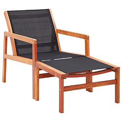 vidaXL Chaise de jardin et repose-pied Eucalyptus solide et textilène