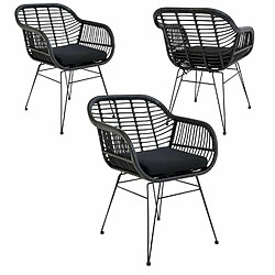 House Nordic 6 fauteuils en polyrotin noir TRIESTE