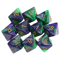 10pcs 8 sided dés d8 dés poliédrique pour les jeux de table des donjons et des dragons vert violet