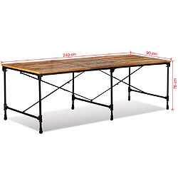 vidaXL Table à manger Bois de récupération massif 240 cm pas cher