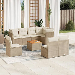 vidaXL Salon de jardin avec coussins 9 pcs beige résine tressée 