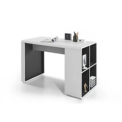 Avis Pegane Bureau décor blanc et antracite avec étagères - L119 x H76 x P59 cm