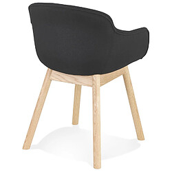 Acheter Alterego Chaise avec accoudoirs 'LAMBIC' en tissu noir et pieds en bois naturel