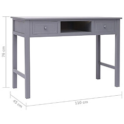 vidaXL Bureau Gris 110 x 45 x 76 cm Bois pas cher