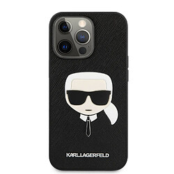 Avis Karl Lagerfeld KLHCP13LSAKHBK Coque pour iPhone 13 Pro / 13 6,1' Noir Saffiano Ikonik Karl's Head