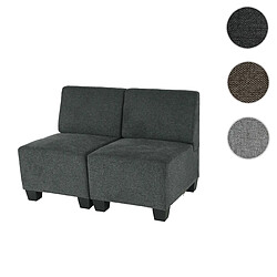 Mendler Modular Canapé 2 places Canapé Lyon, tissu/textile ~ gris anthracite, sans accoudoirs 