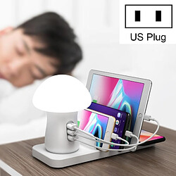 Wewoo Station de recharge HQ-UD12 Universel 4 en 1 40W QC3.0 3 ports USB + chargeur sans fil de charge pour téléphone portable avec lumière LED forme de champignonlongueur 1,2 mprise américaine blanc 