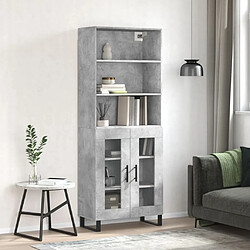 Maison Chic Buffet,Meuble de Rangement,commode pour salon,Cuisine Gris béton 69,5x34x180 cm Bois d'ingénierie -MN10425