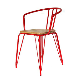 The Home Deco Factory Fauteuil en métal Arnold - H. 72,5 cm - Rouge