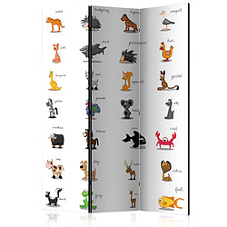 Decoshop26 Paravent 3 volets panneaux cloison séparateur de pièce pliable recto verso Apprendre en jouant (animaux) 135x172 cm PAR110507