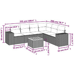 Acheter vidaXL Salon de jardin avec coussins 7 pcs gris résine tressée