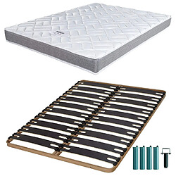 Ebac Matelas mousse + Sommier métal C310 160x200 Morgan - Hauteur 17 cm - Soutien ferme 