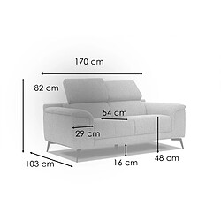 Acheter Courtois Laville Canapé droit avec 2 relax électriques tissu gris platine - FIERO