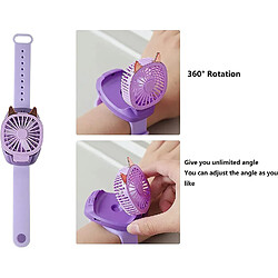 Avis Elixir Mini Ventilateur de Montre, Ventilateur de Montre Portable avec Dragonne Confortable, Lumière LED Colorée, Vitesse de Troisième Vitesse, Ventilateur USB Pliable pour Femmes et Enfants (Violet)