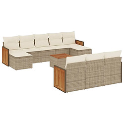 Maison Chic Salon de jardin 11 pcs avec coussins | Ensemble de Table et chaises | Mobilier d'Extérieur beige résine tressée -GKD53799