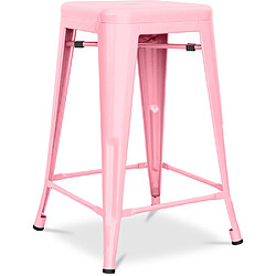 ICONIK INTERIOR Tabouret de bar - Design industriel - Acier mat - 60cm - Nouvelle édition - Stylix Rose 