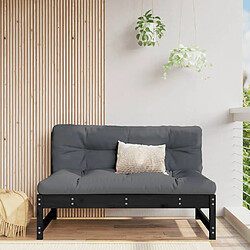 vidaXL Canapé central de jardin noir 120x80 cm bois de pin massif 