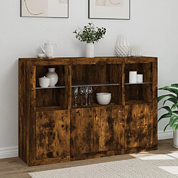 Acheter Maison Chic Lot de 3 Commode Buffet - Meuble de rangements avec lumières LED chêne fumé bois d'ingénierie -GKD57735