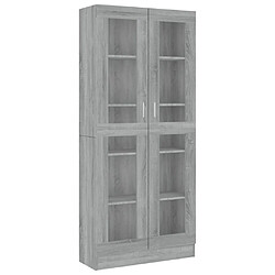 vidaXL Armoire à vitrine Sonoma gris 82,5x30,5x185,5cm Bois ingénierie