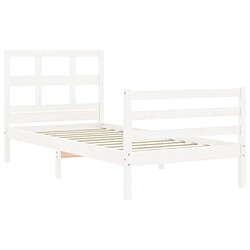 Acheter Vidaxl Cadre de lit avec tête de lit blanc simple bois massif