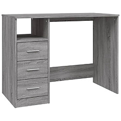 Maison Chic Bureau solide,Table de travail,Bureau d'ordinateur avec tiroirs Sonoma gris 102x50x76 cm Bois d'ingénierie -GKD41858